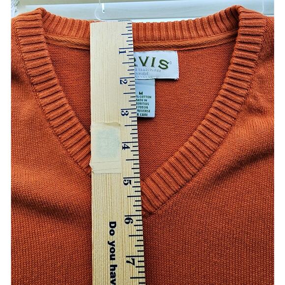 SWEATER-ORVIS-Pumpkin Orange-Long Sleeve-V-Neck-Cotton-Size MED - Picture 16 of 16